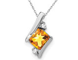 1/2 Carat (ctw) Solitaire Citrine Pendant Necklace in 10K White Gold with Chain